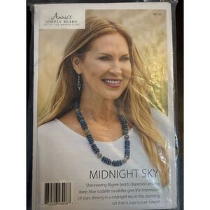 Annie's Simply Beads Kit Midnight Skies Sodalite Rounds Necklace Beautiful Craft